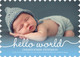 Blue Hello World Photo Birth Announcements Image 6 of 6